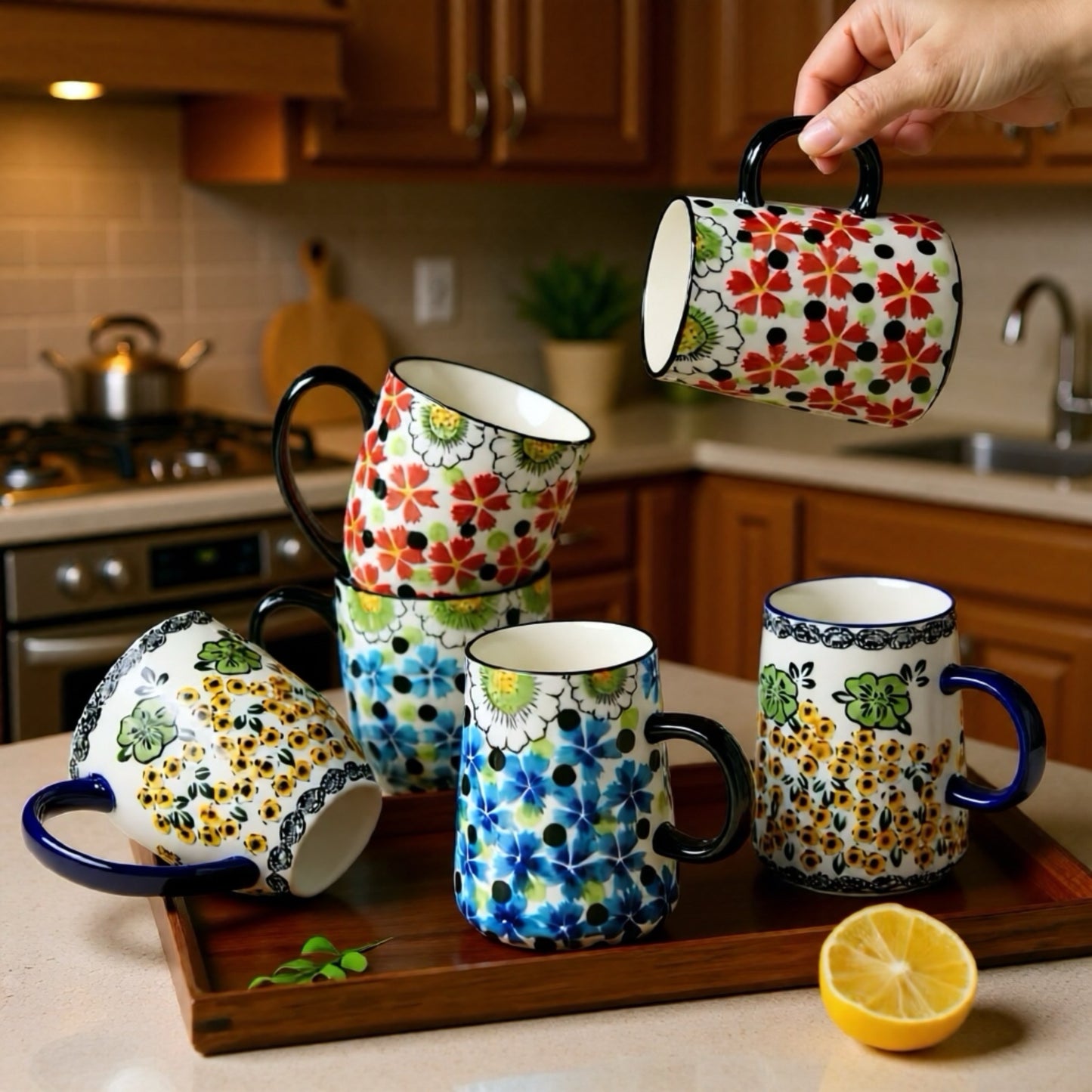 Hand-Painted Floral Ceramic Coffee Mug – Elegant & Timeless